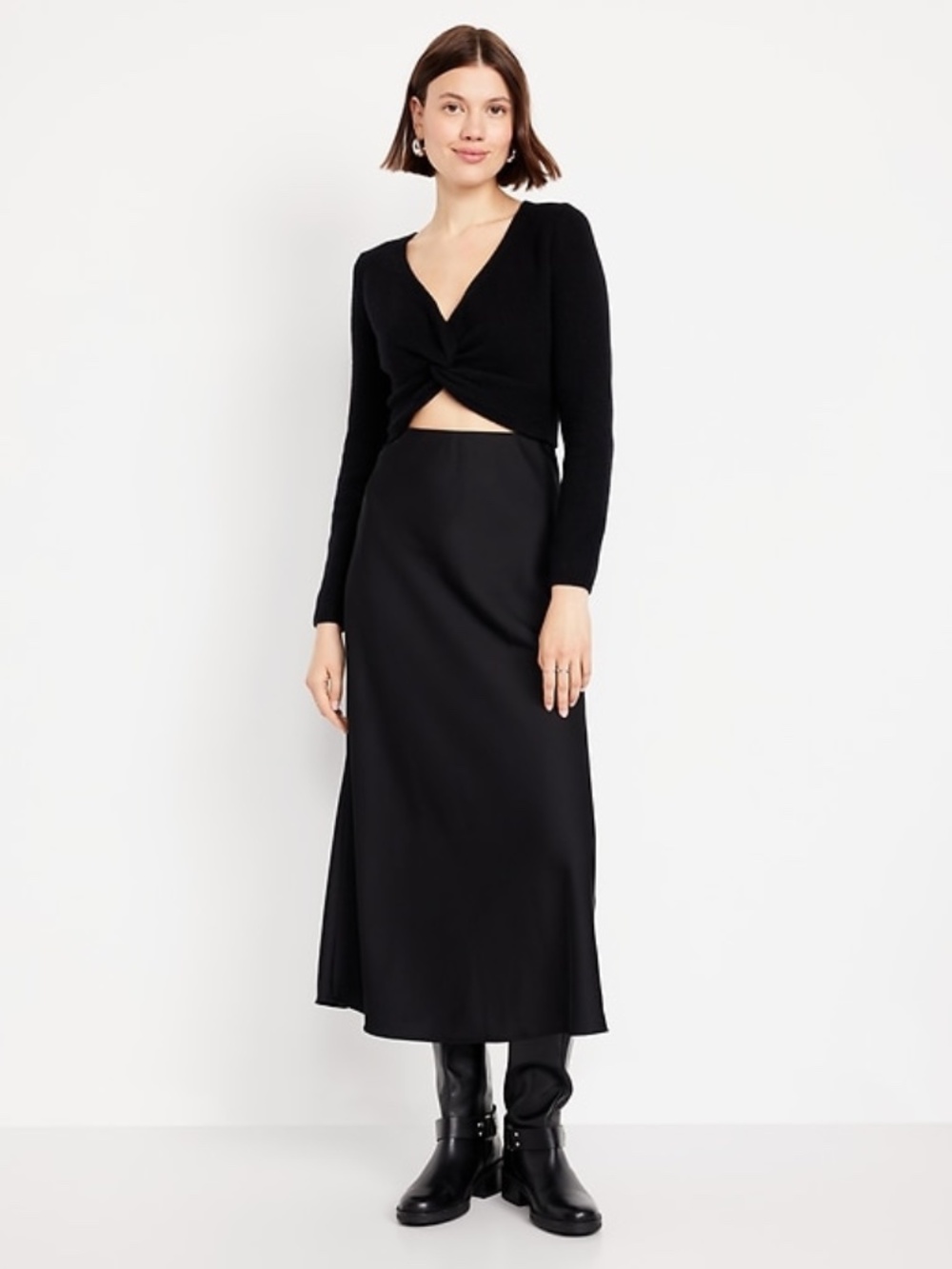 Old Navy Satin Maxi Skirt Black